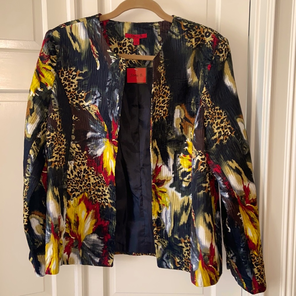 Joni B. Silky Floral & Animal Print Jacket